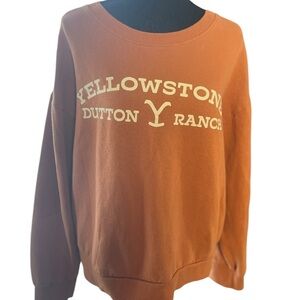 Yellowstone Dutton Ranch Long Sleeve Crewneck‎ Sweatshirt Orange Rust Size M